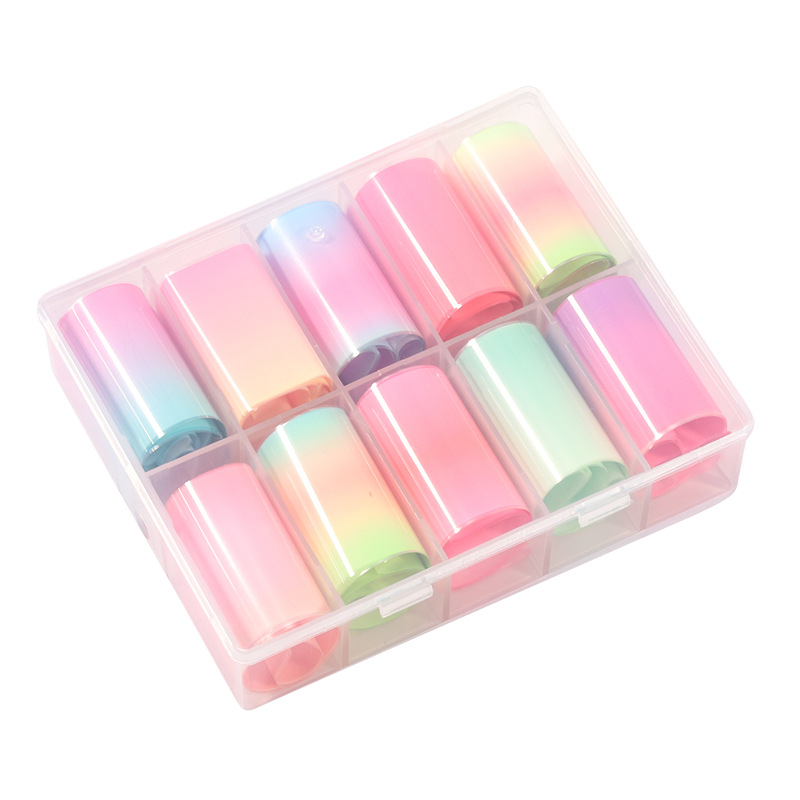 Transfronterizo especial manicura fluorescente cielo estrellado papel colorido gradiente caramelo color fluorescente cielo estrellado papel de transferencia 4*100cm