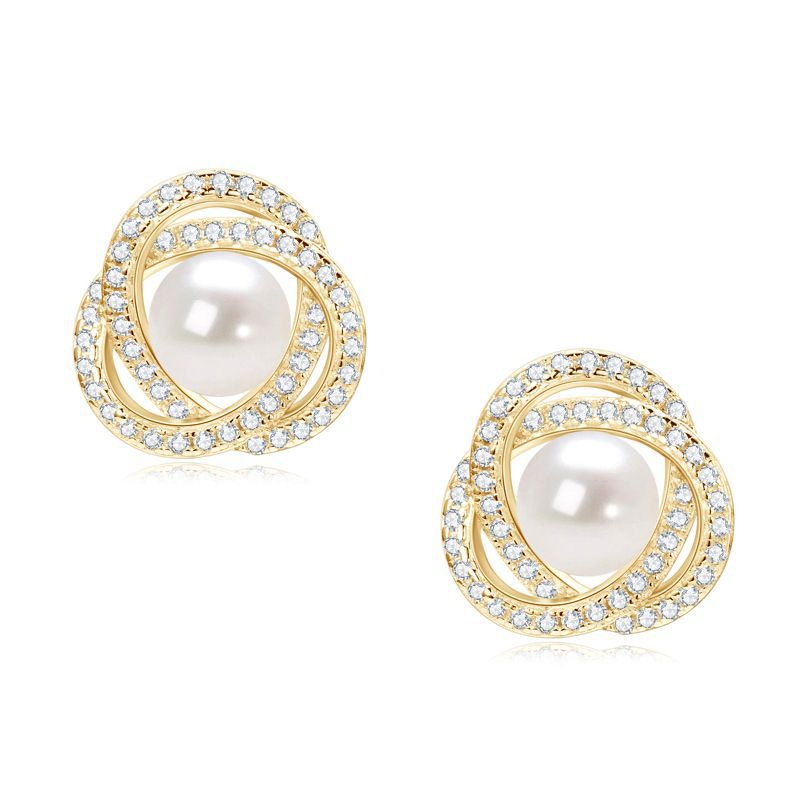 Elegant Silver Jewelry: Simple Moissanite Flower & Natural Freshwater Pearl Stud Earrings, Women's Versatile S925 Accessories