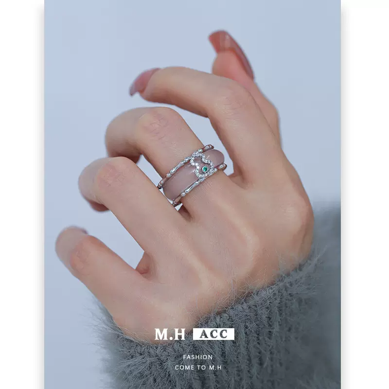 新款法式复古玉髓葫芦锆石戒指女轻奢小众设计气质百搭高级食指戒