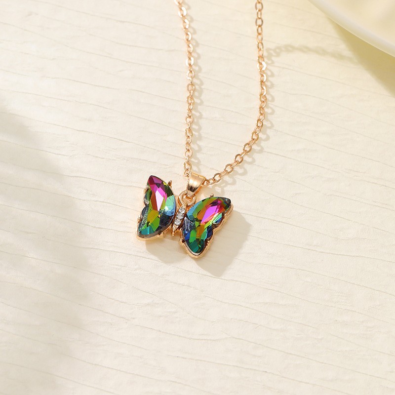 Ventas transfronterizas calientes coloridas 3 piezas de aretes collar anillo de moda europea y americana mariposa elegante collar de diamantes para mujeres image 17