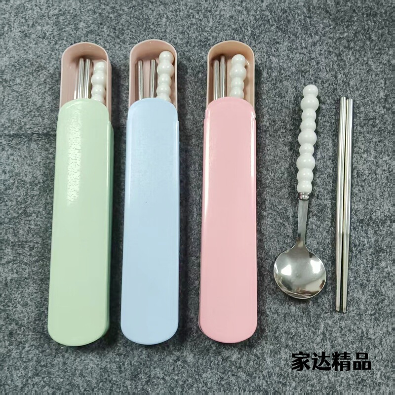 不锈钢勺子筷子餐具套装 家用勺子陶瓷长柄调羹圆勺学生吃饭勺|undefined