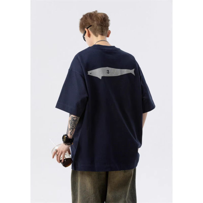 American High Street Style Printed Heavyweight Short-Sleeve T-Shirt for Men, New Summer Design with a Loose Fit, Trendy Brand Versatile Half-Sleeve Tee American High Street Style Printed Heavyweight Short-Sleeve T-Shirt for Men, New Summer Design with a Loose Fit, Trendy Brand Versatile Half-Sleeve Tee