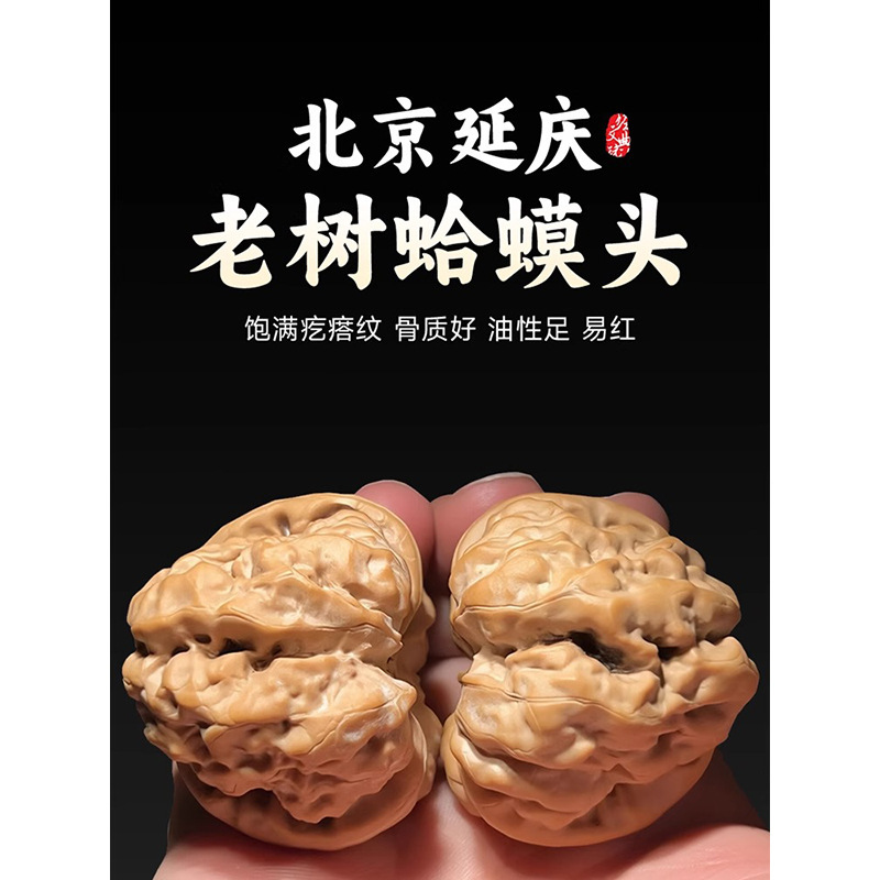 A Collection of Old Tree Yanqing Toad Head Walnut Golden Toad Lion Head with Legs, Eyes, and Open Back