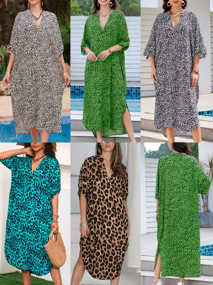 Camisas de algodón impresa de cuello V de vacaciones bikini camiseta protector solar trajes de baño camiseta MB310