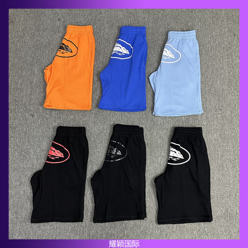 Corteiz Classic Series Ship Print Logo Shorts Ins Trendy Hip-Hop Skate Casual Shorts for Men and Women