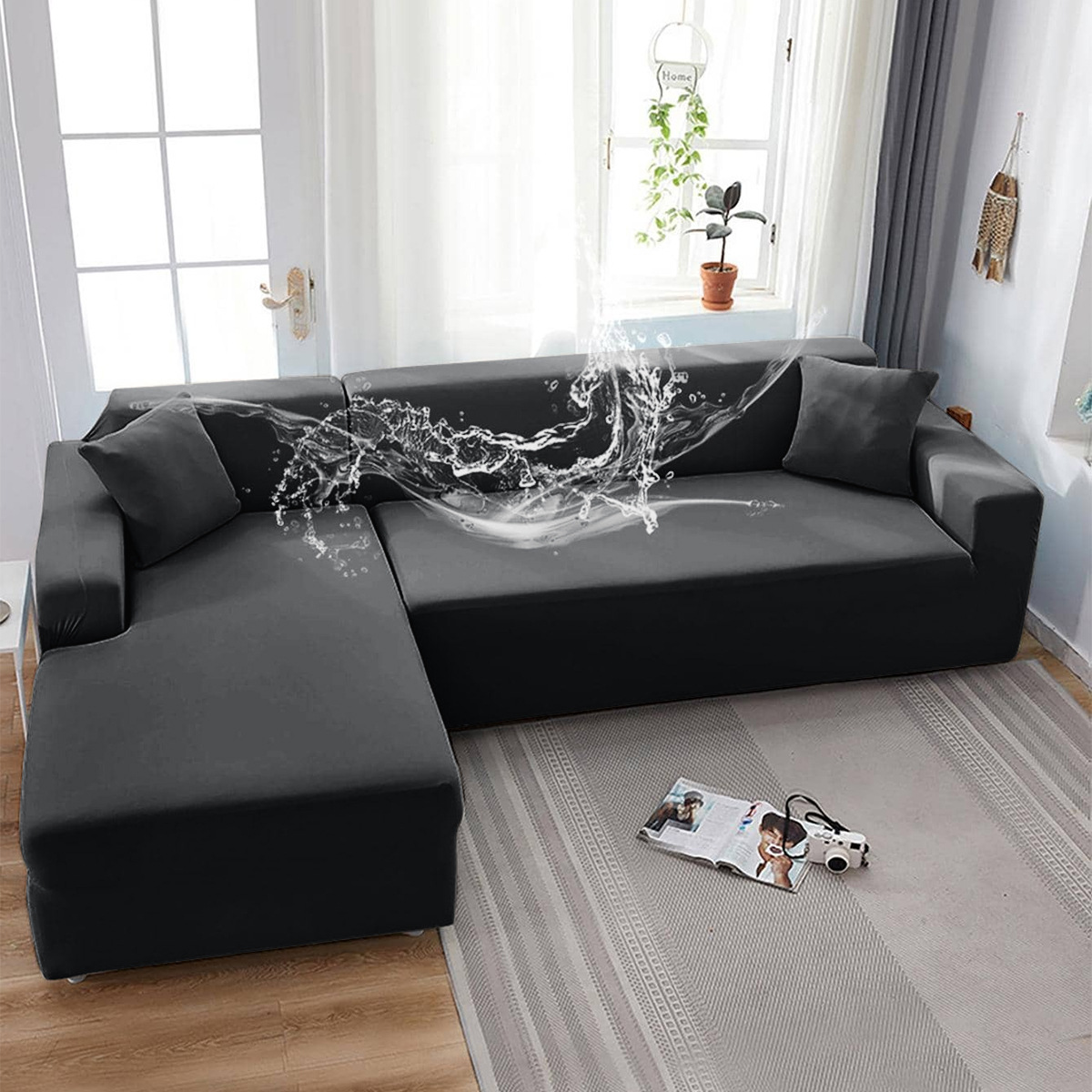 SHEIN en stock sofá cubierta de seda de leche resistente al agua sofá cubierta de sofá de color sólido universal cubierta de sofá