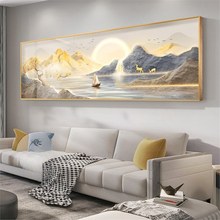 挂画金山沙发壁画轻奢客厅山水高档现代背景墙背靠大气横版装饰画