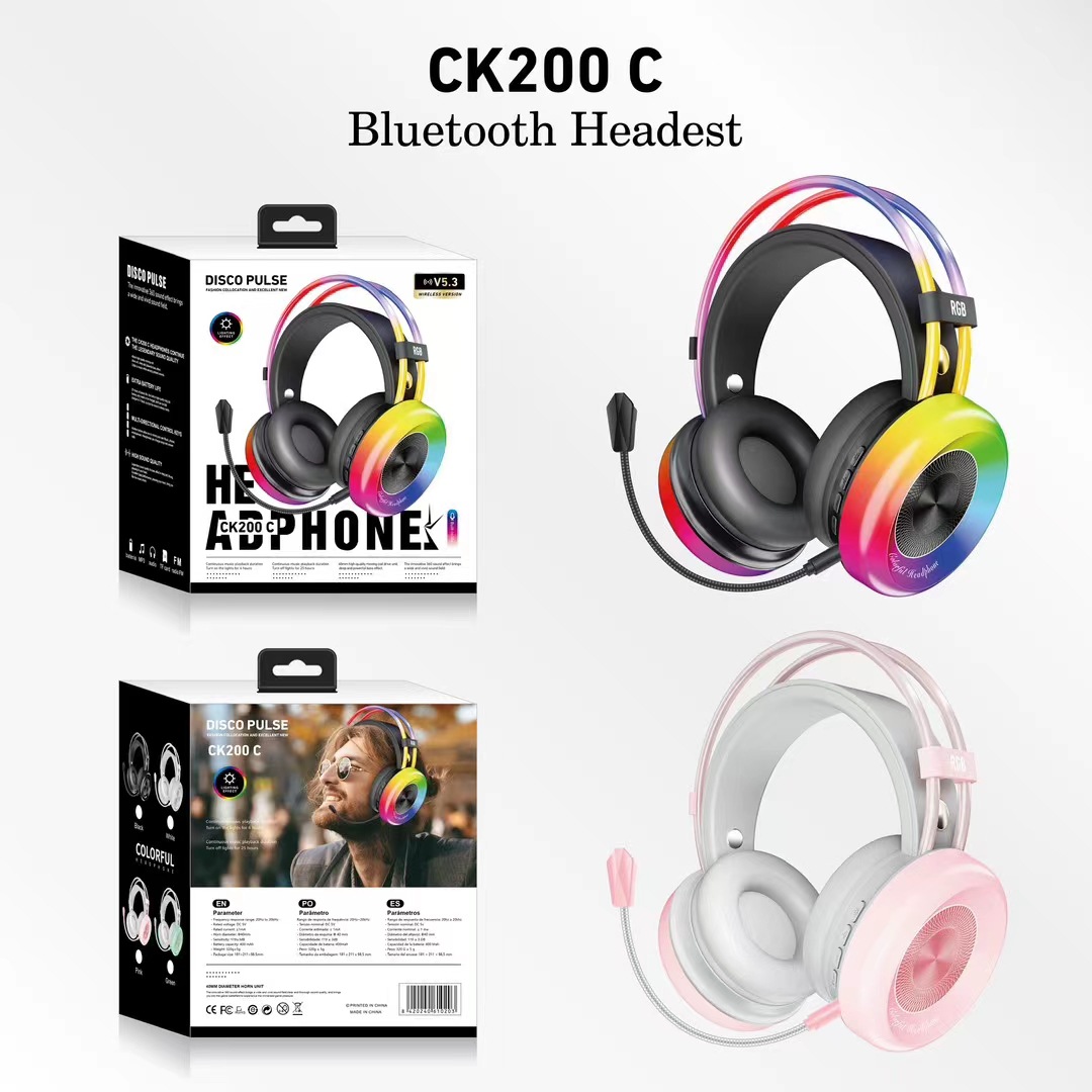 Nuevo comercio exterior e-deportes CK200C auriculares Bluetooth auriculares RGB luz auriculares computadora especial juego con micrófono