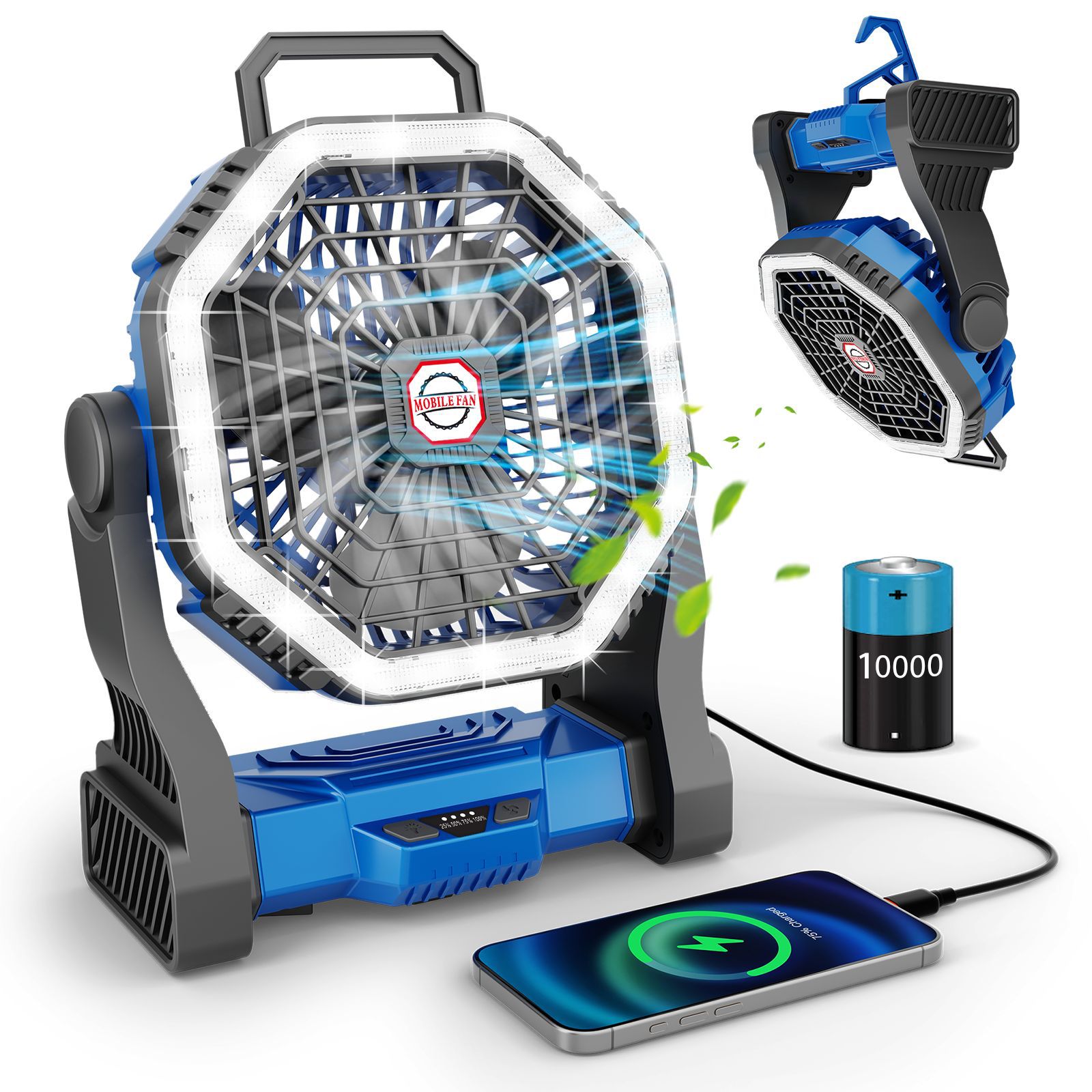 Transfronterizos para 2025 ventilador de pantalla recargable ventilador de camping ventilador portátil ventilador al aire libre