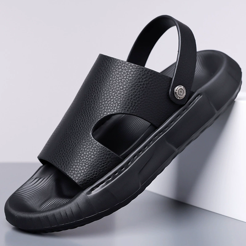 Сандалии мужские летние, новинка 2025 года, универсальные нескользящие тапочки для вождения, повседневная пляжная обувь из натуральной кожи A05