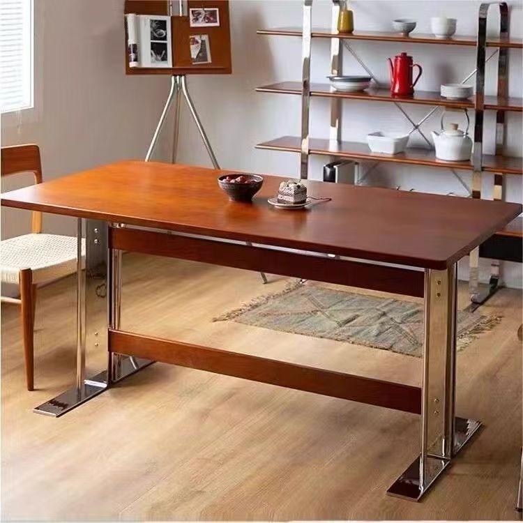 Japanese Solid Wood Mid-Century Style Dining Table Small Apartment Home Desk Rectangular Office Desk Writing Desk Vichy Dining Table
