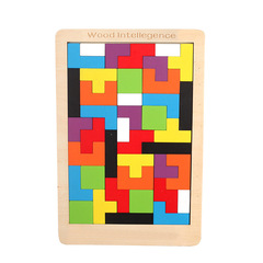 Wooden Russian Blocks Shape Puzzle Game Intelligence Building Blocks Set for Kids Educational Toys