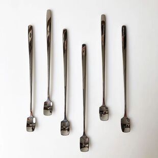 410 Stainless Steel Long Handle Square Coffee Spoon Round Head Mixing Spoon Creative Bar Ice Spoon Mug Spoon Spoon