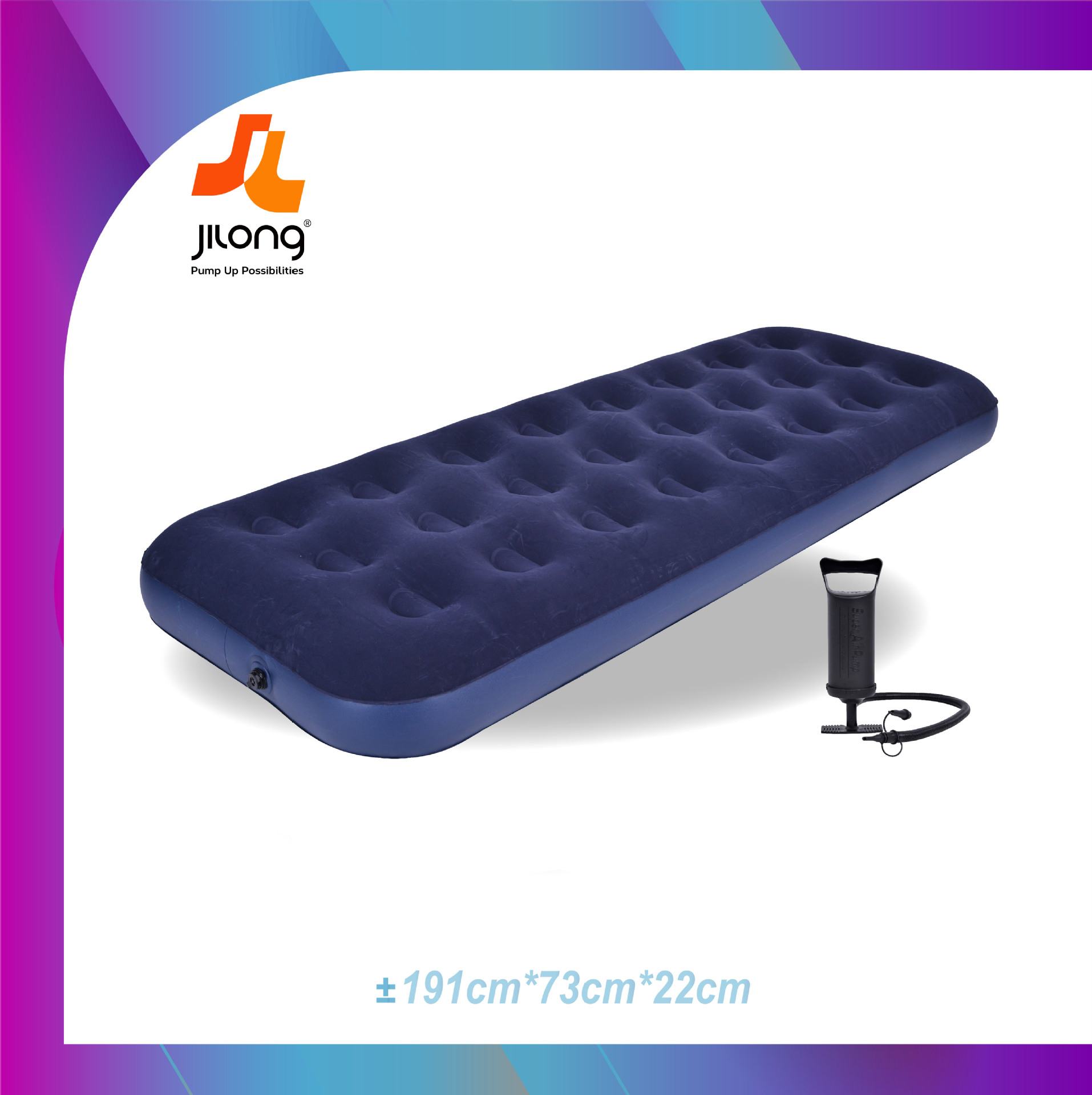 JILONG Inflatable Mattress Household Single or Double Air Bed Foldable Outdoor Couple Bed Portable Inflatable Air Cushion Bed