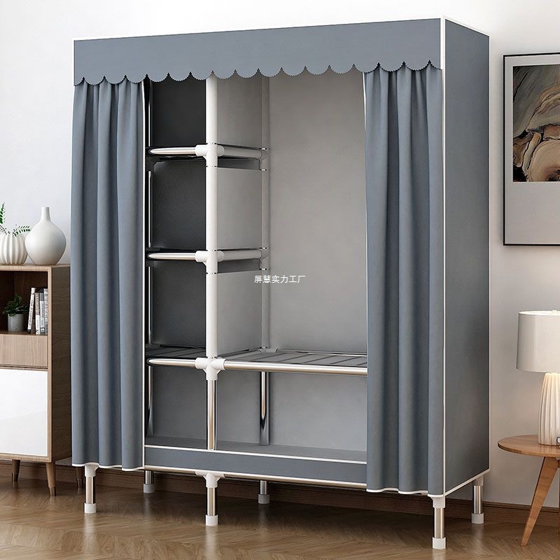 Simple Wardrobe for Home Bedroom Cloth Wardrobe for Rental Room, Sturdy and Durable Assembly, Simple Modern All-Steel Frame Wardrobe