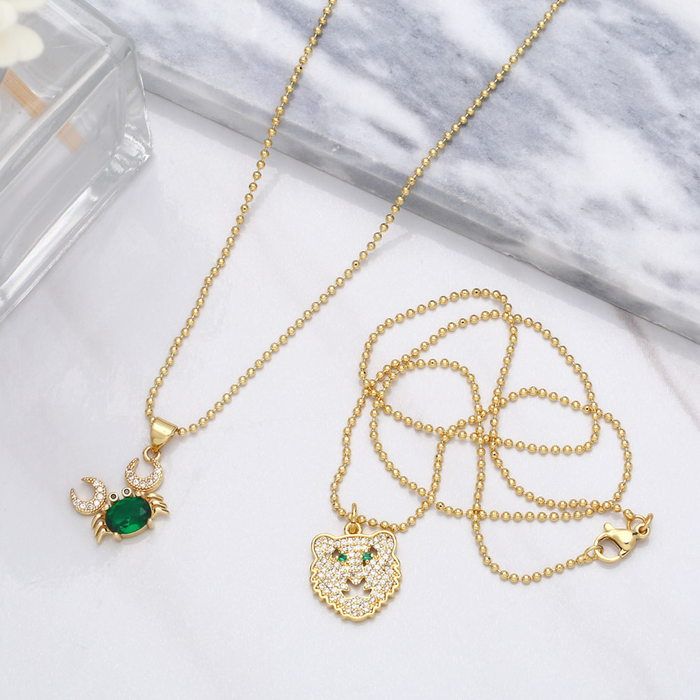 Fashion Color Zircon Copper Clavicle Chain Cute Little Crab Animal Necklace display picture 5