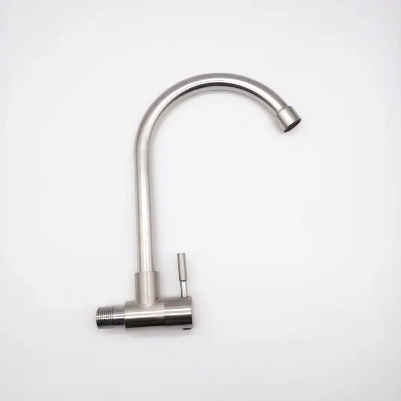 Вертикальный смеситель для кухни с одним гаечным ключом, горизонтальный смеситель с большим изгибом 304