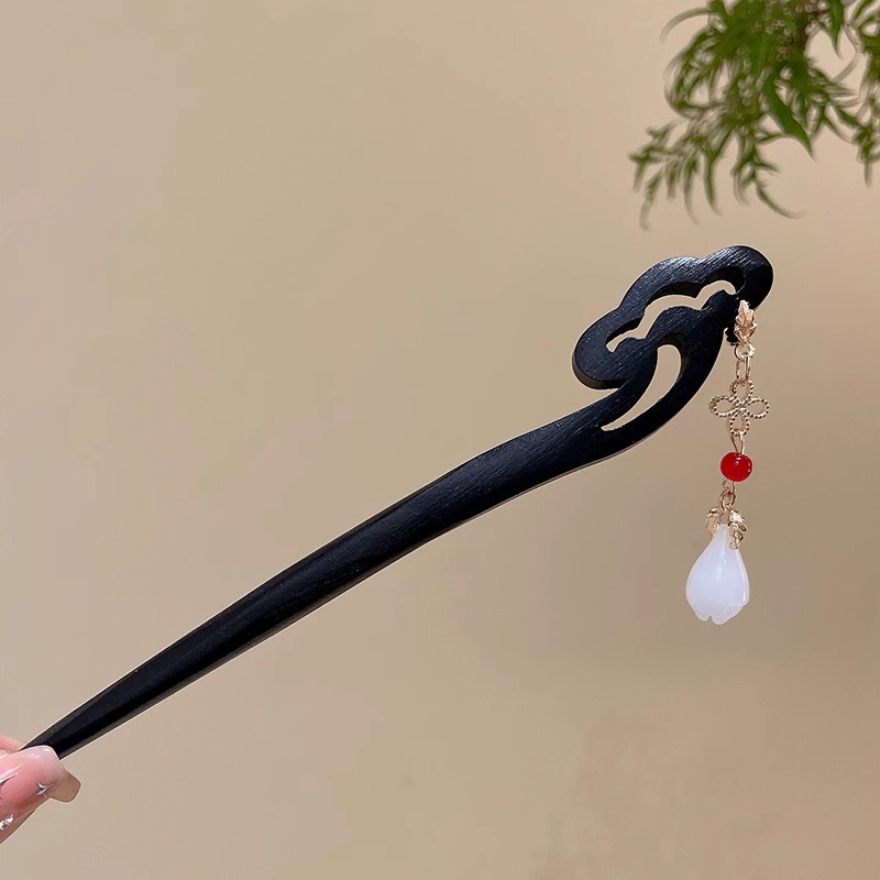 Estilo antiguo chino paso horquilla nuevo estilo chino updo horquilla de alto grado sándalo palillos elegante Hanfu borla tocado