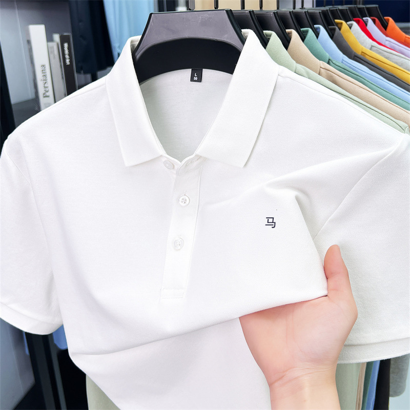High-End Embroidered Men's Polo Shirt Short-Sleeved Lapel Casual Business Pony Logo Collar Pineapple Shirt Men's T-Shirt Wholesale