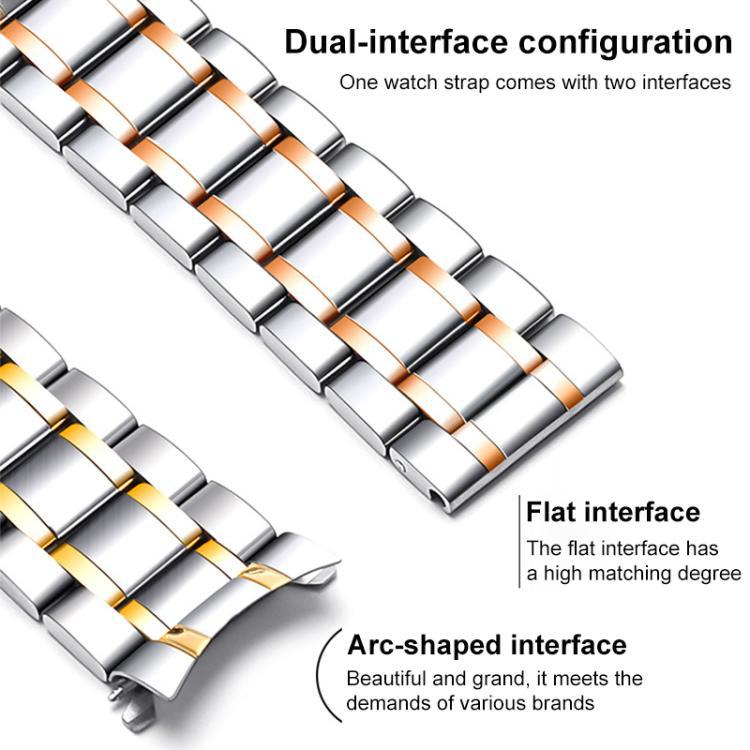 Generales de cinco líneas de acero inoxidable sólido correa de fijación de mariposa 18mm / 14mm / 22mm / 20mm con aguja de oreja