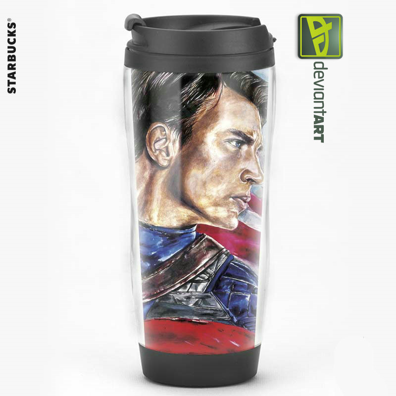 Equipo de EE. UU. Película de superhéroes que rodea al Capitán América Regalos Recuerdos de los fanáticos Taza de agua Taza de café con tapa