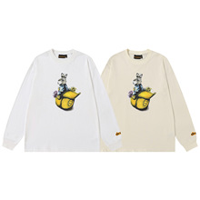 2025SS比伯同款drew印花兔子图案休闲高街宽松纯棉男女款长袖卫衣