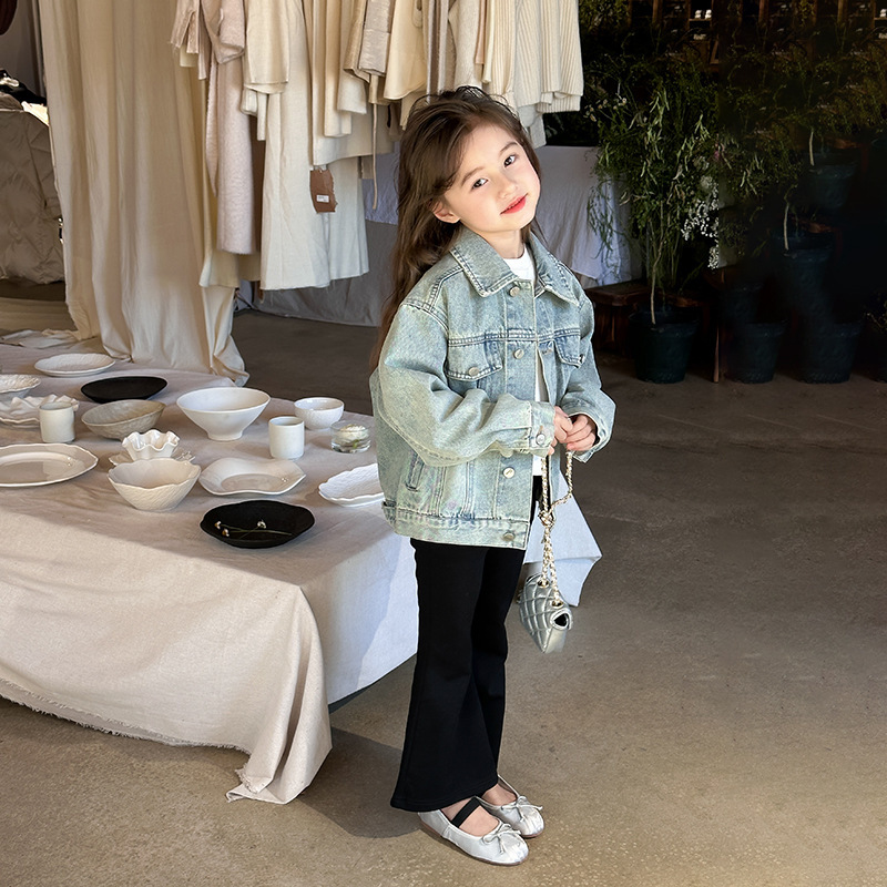 Emo Beibei Children's Korean Style Loose Fashionable Jacket Top Spring New Boys and Girls Casual Denim Jacket