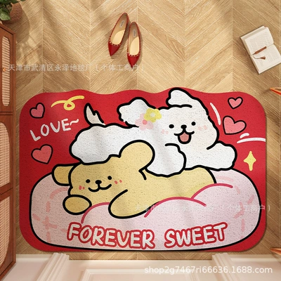 Avtomobil döşəmə paspasları – Cartoon New Entrance Anti-Slip Mat - sweet-daily-life-4060cm-silk-circle