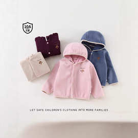 儿童连帽宝宝加绒外套秋冬新款男童上衣保暖女童冬装洋气儿童童装