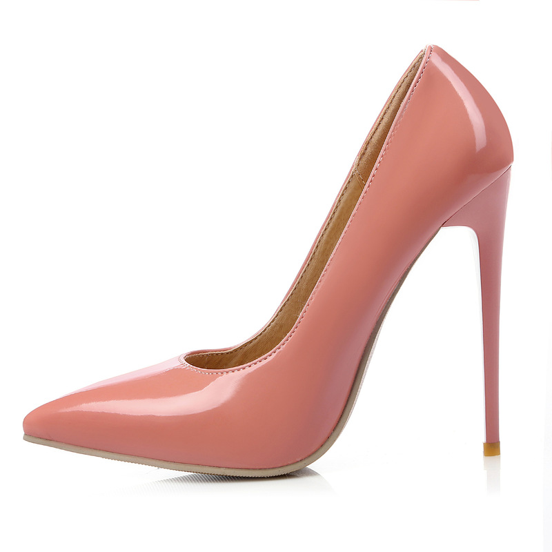 High-heeled Women's Shoes Foreign Trade Women's Shoes Solid Color Super High-heeled 12.5cm Women's Shoes Simple Style