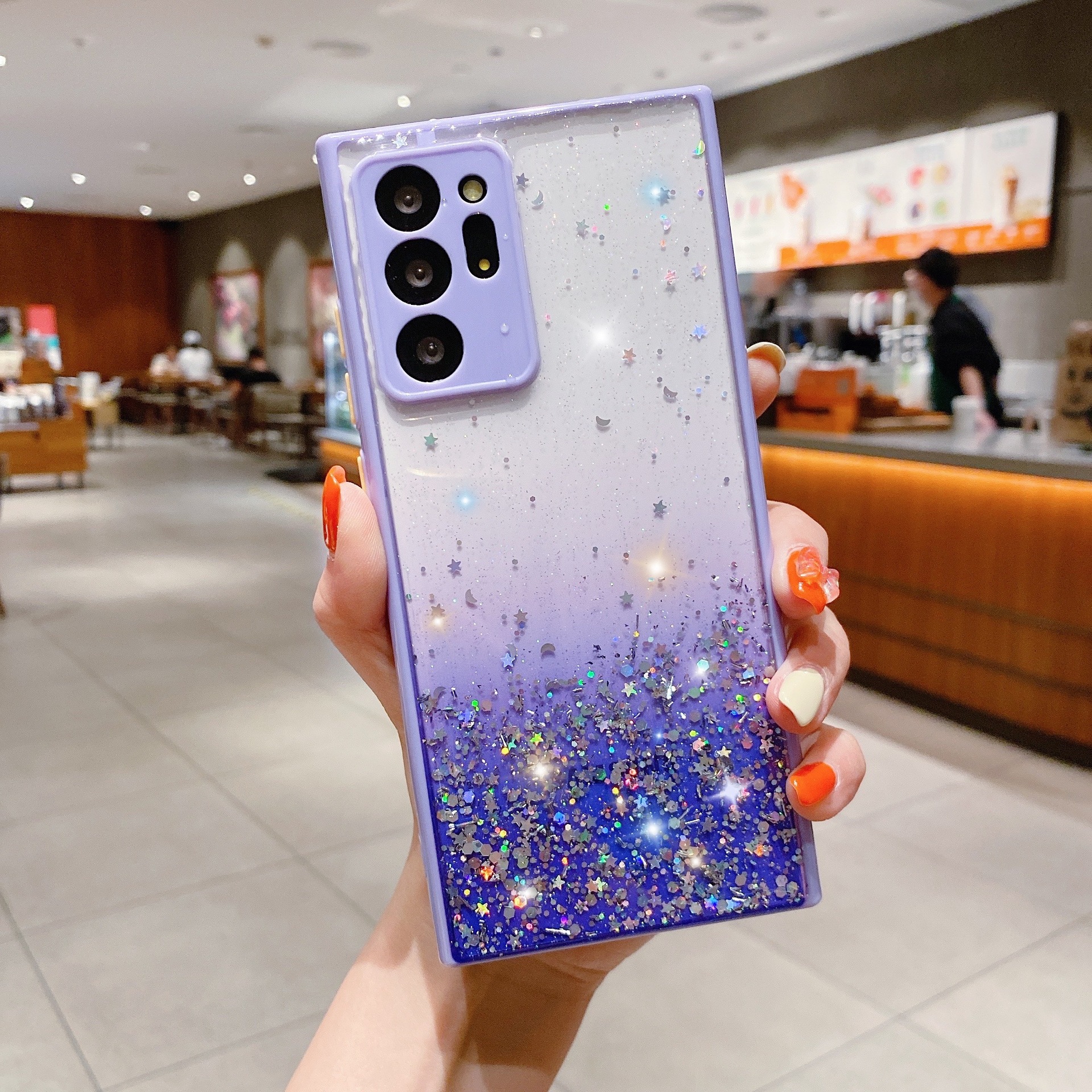 Candy colored glittering pink starry sky phone suitable for Samsung S23ULTRA silicone A72 5G soft edge protective case_voghion.com