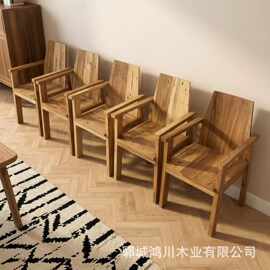 老榆木实木家具座椅复古做旧民宿休闲椅餐厅靠背椅榆木单人吃饭椅