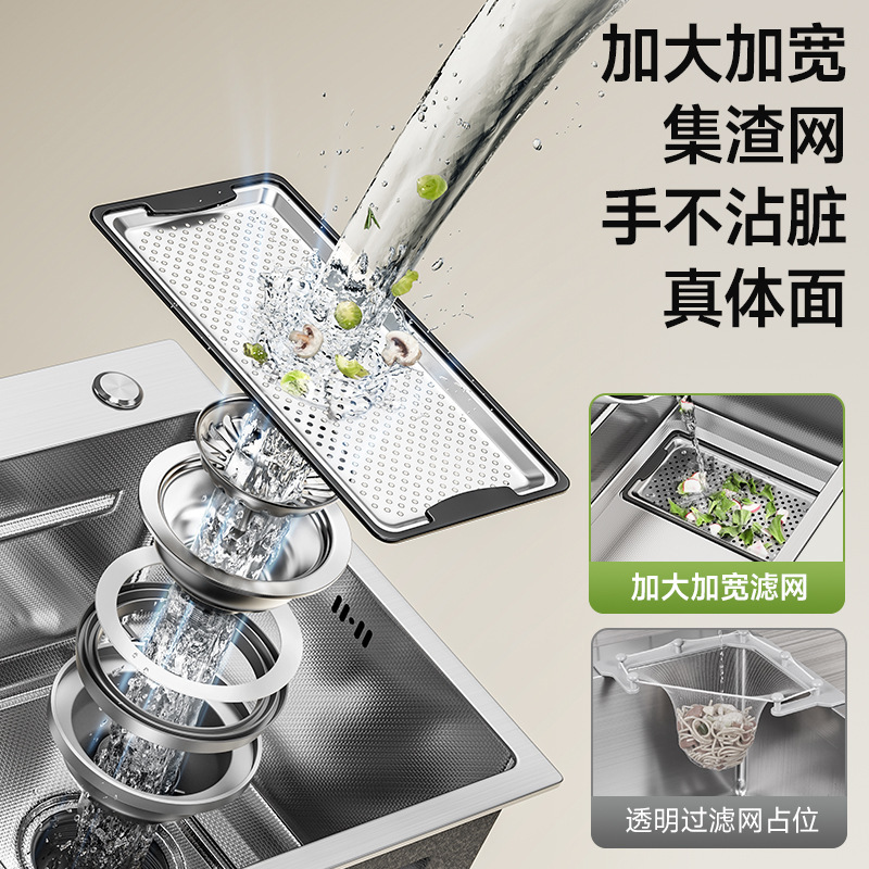 厨房水槽大单槽台下洗碗槽米粒压纹集渣单槽加厚4MM洗菜盆不锈钢|undefined