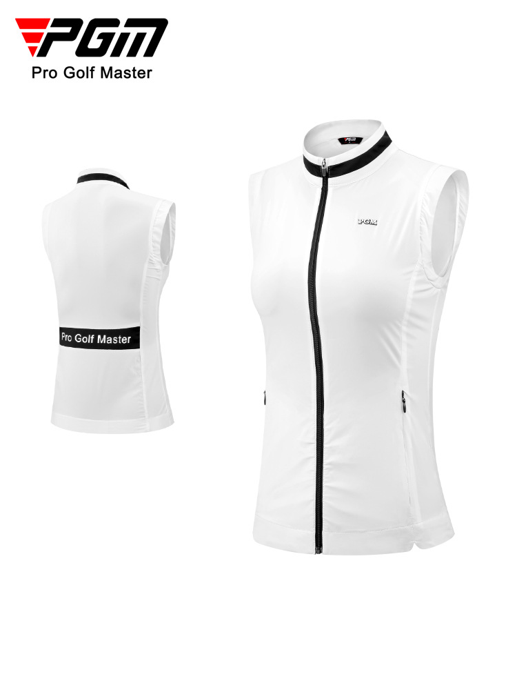 Áo ghi lê golf PGM mỏng nhẹ chít eo cho nữ — Yf565-vest Trắng, Yf565-gi lê màu hồng, QZ086-váy kaki, QZ086-Váy trắng