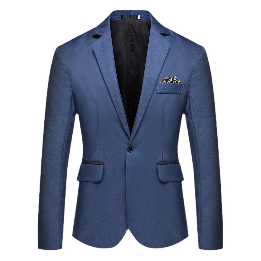 Comercio exterior traje de hombre otoño nuevo transfronterizo Amazon de un solo pecho no planchado hendidura Comercio exterior casual traje pequeño hombres