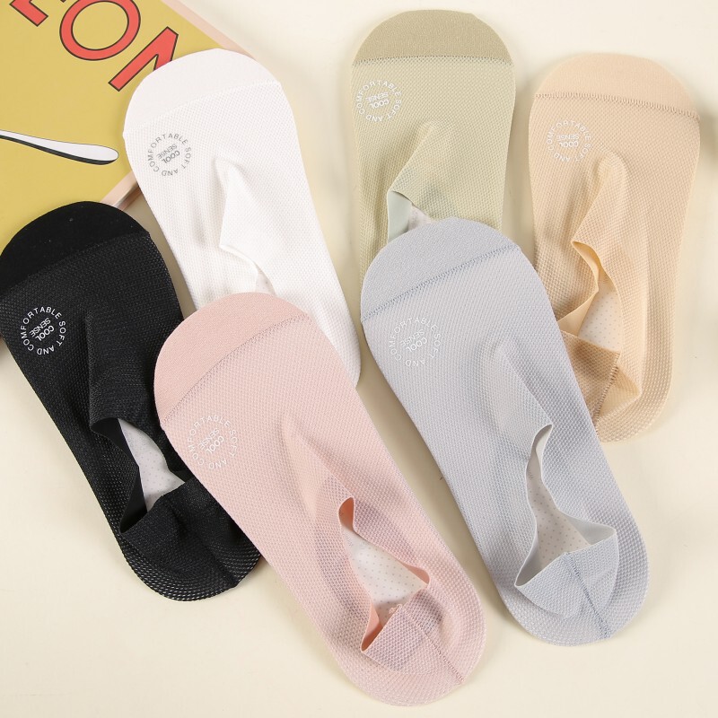 Mesh Seamless Deep Mouth Women's Boat Socks Summer Ice Silk Invisible Socks Women's Socks Cotton Bottom Socks 2685