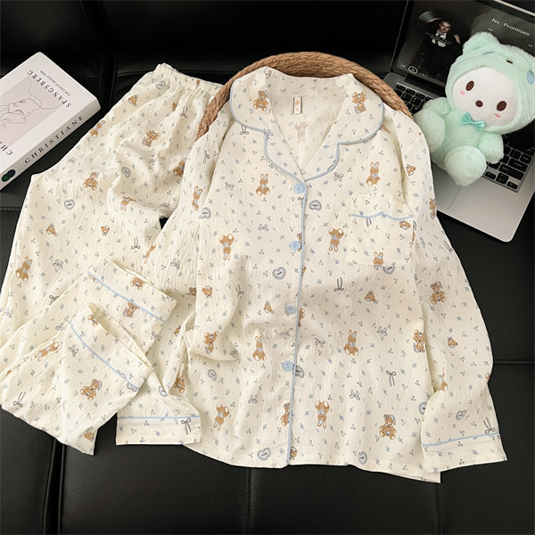 Comercio exterior transfronterizo taiwan chat en vivo primavera y otoño dulce dibujos animados nubes de algodón pantalones de manga larga pijamas en stock