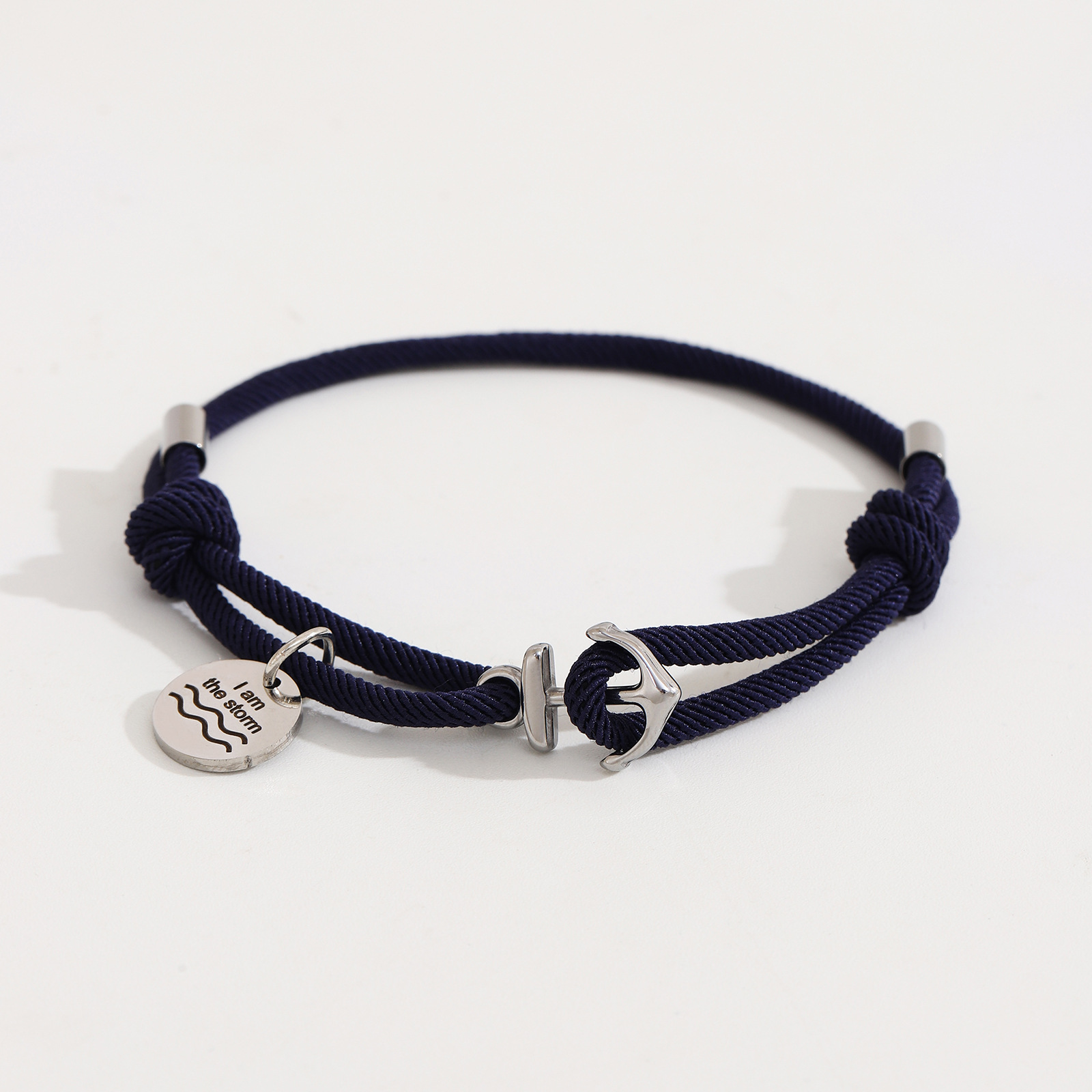 Round Anchor Milan Navy Blue Bracelet Silver Accessories