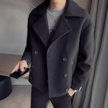 ins大翻领风衣男士短款秋冬英伦韩版潮流帅气毛呢子大衣夹克外套