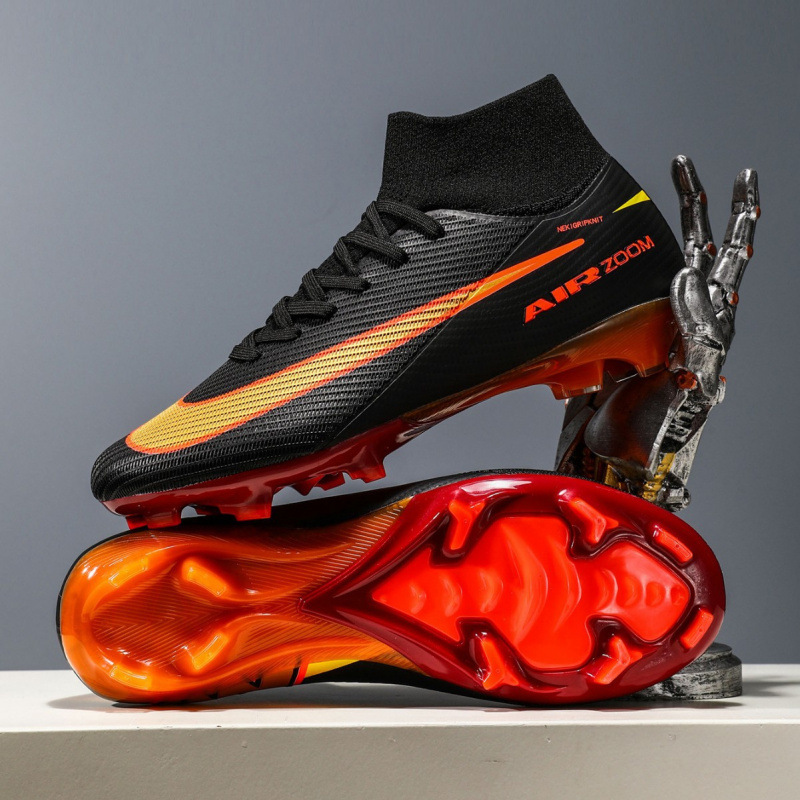 Zapatillas de Fútbol de Caña Alta Tacos Largos para Adultos y Jóvenes, Piel Sintética y TPR, Ligero