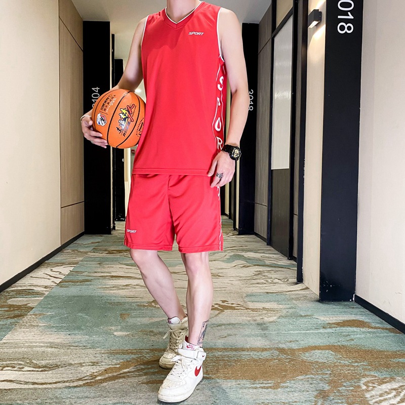 Traje de uniforme de baloncesto impresión de los hombres Verano de secado rápido deportes sueltos ins equipo de entrenamiento uniforme estudiante Jersey impresión