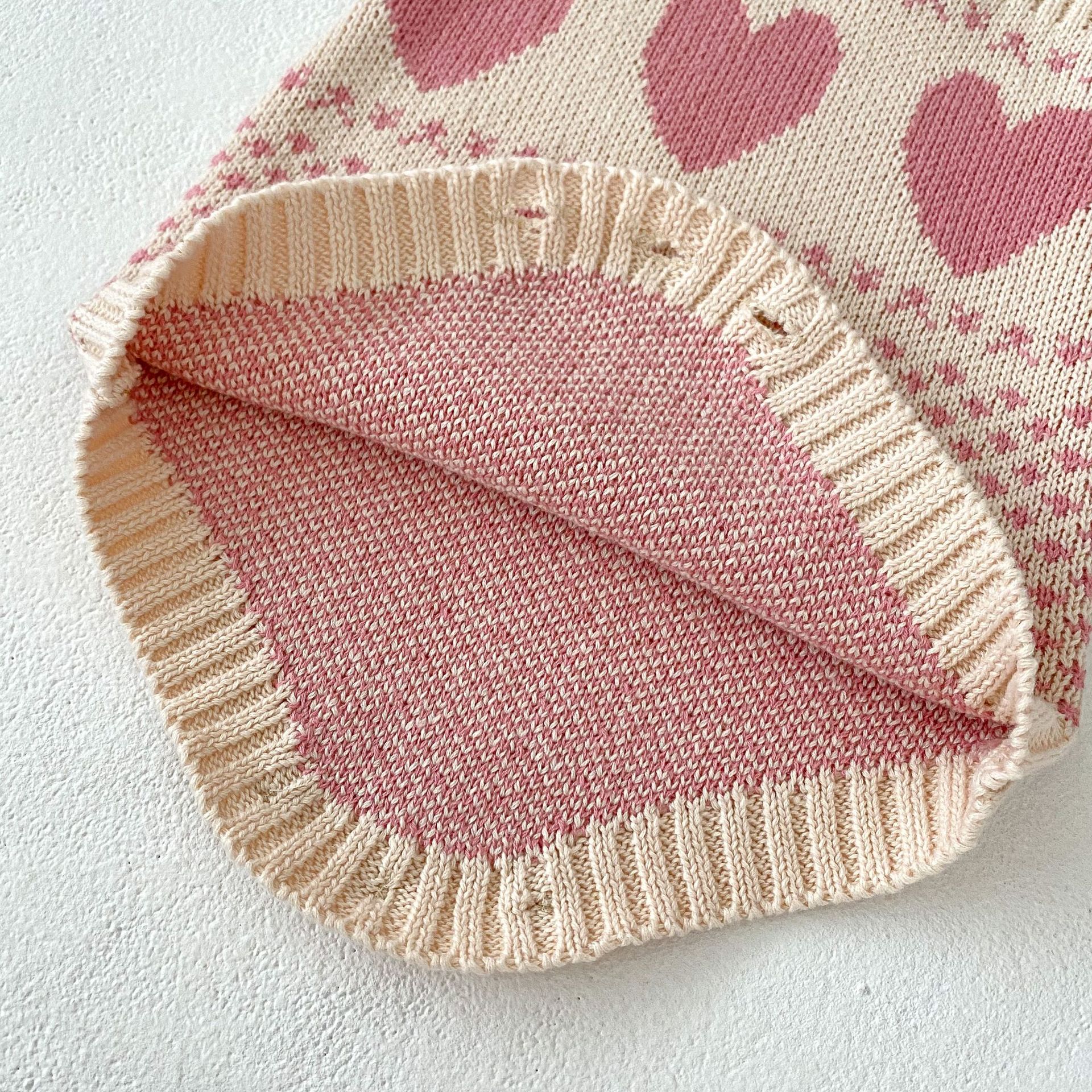 Kannerkleeder 2024 Hierscht nei Damen Schatzpullover Häerz Jacquard Zwee-Stéck Set, Ronn Hals Jackett+Schëller_voghion.com