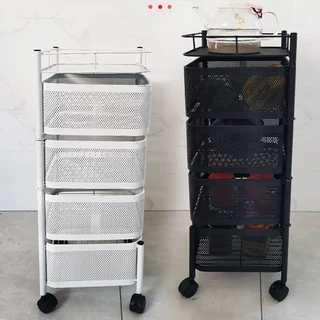 方形旋转置物架厂家批发落地收纳架家用宿舍带轮储物架厨房置物架