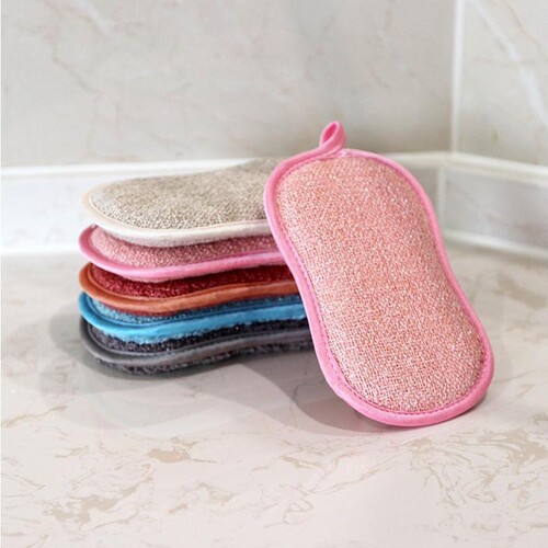 Eight-character double-sided cleaning sponge that does not damage the pot, water-absorbing magic scouring pad, household cleaning dishcloth