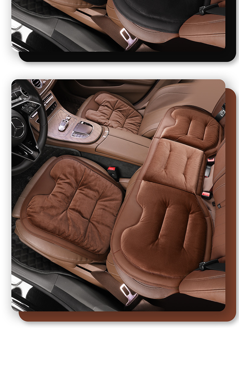 Flannel Car Seat Cushion Plush Winter High-End Car Seat Cushion Car Warm Three-Piece Seat Cushion Set