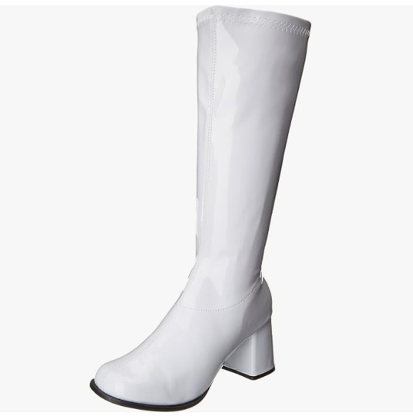 Amazon Temu European and American Square-Toe Patent Leather Thick-Heeled High-Heeled 80S Carnival Party High Boots and Knee-High Boots