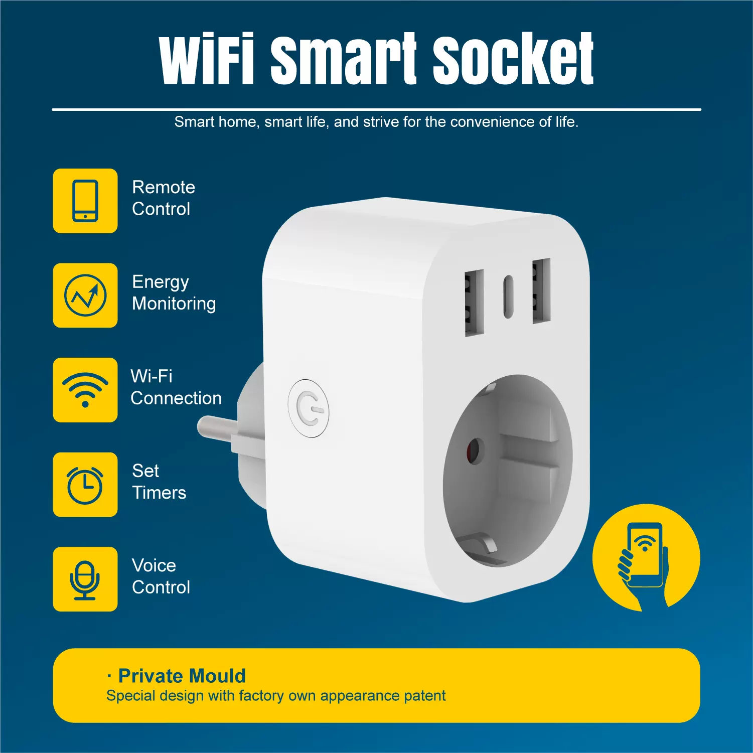 欧规涂鸦220德国16A亚马逊Alexa分控远程遥控开关智能插座带双USB