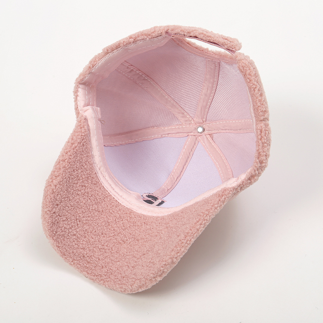 Autunno Inverno Nuova lettera R Cappello da baseball ispessito e caldo con lingua d'anatra Velluto di agnello casual coreano da donna_voghion.com