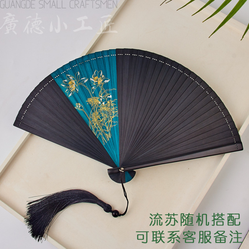 全竹折扇新中国風ミニ扇子古風チャイナドレス小折扇レトロ持ち歩き折り畳み扇女|undefined