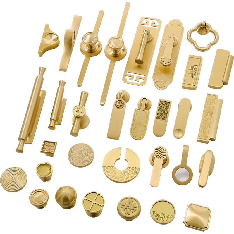 Nuevo estilo chino latón cajón manija oro vintage gabinete vino gabinete zapato gabinete colgante manija de la puerta del armario de lujo